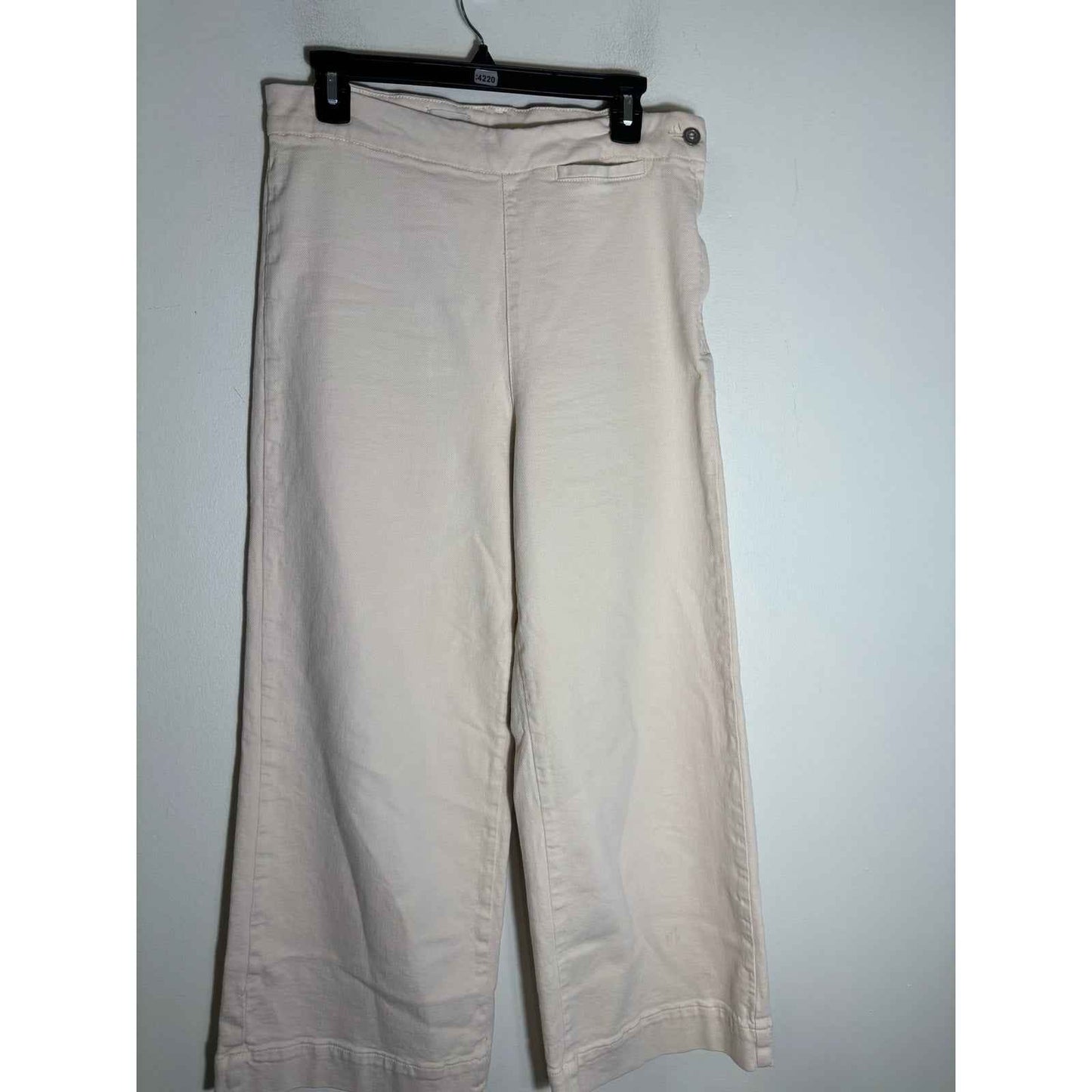 Pilgro Cream Colored Cotton Blend Denim Like Wide Leg Pants Sz 30