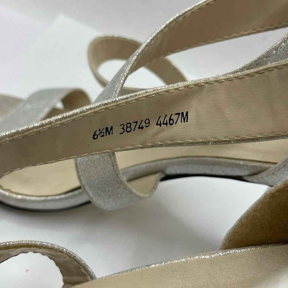 Benjamin Walk Touch Ups Silver Strappy High Heeled ShoesSz 6 1\2 M