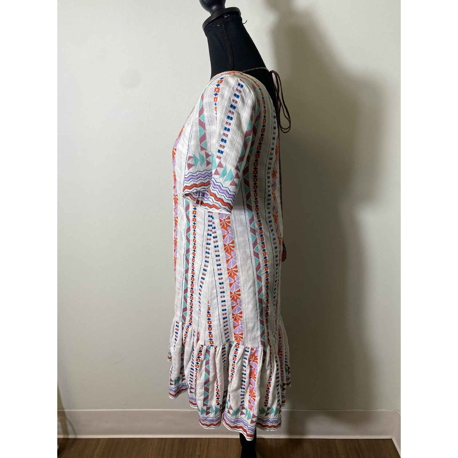 Duet White Cotton Drop Waist Dress Sz S