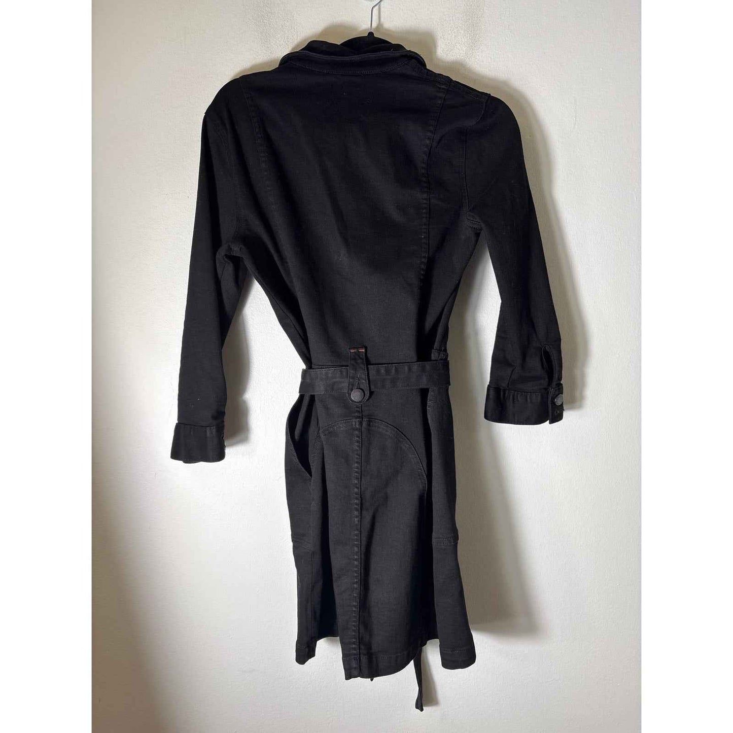 Alice + Olivia Black Denim Long Sleeve Zip Front Mini Dress Sz 10