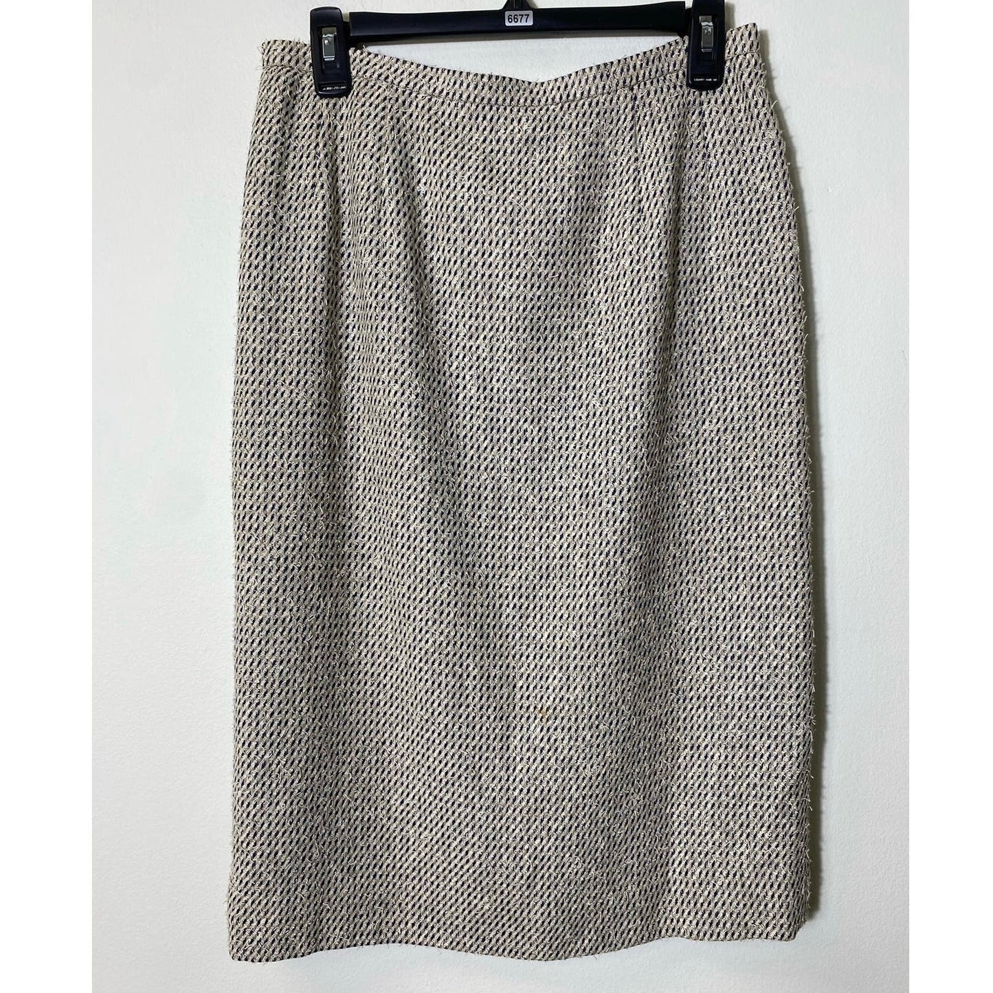 Carlisle Beige Black Cotton Wool Blend Pencil Skirt Sz 10