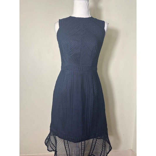 Marie Oliver Navy Net Overlay Fitted Dress Sz 2