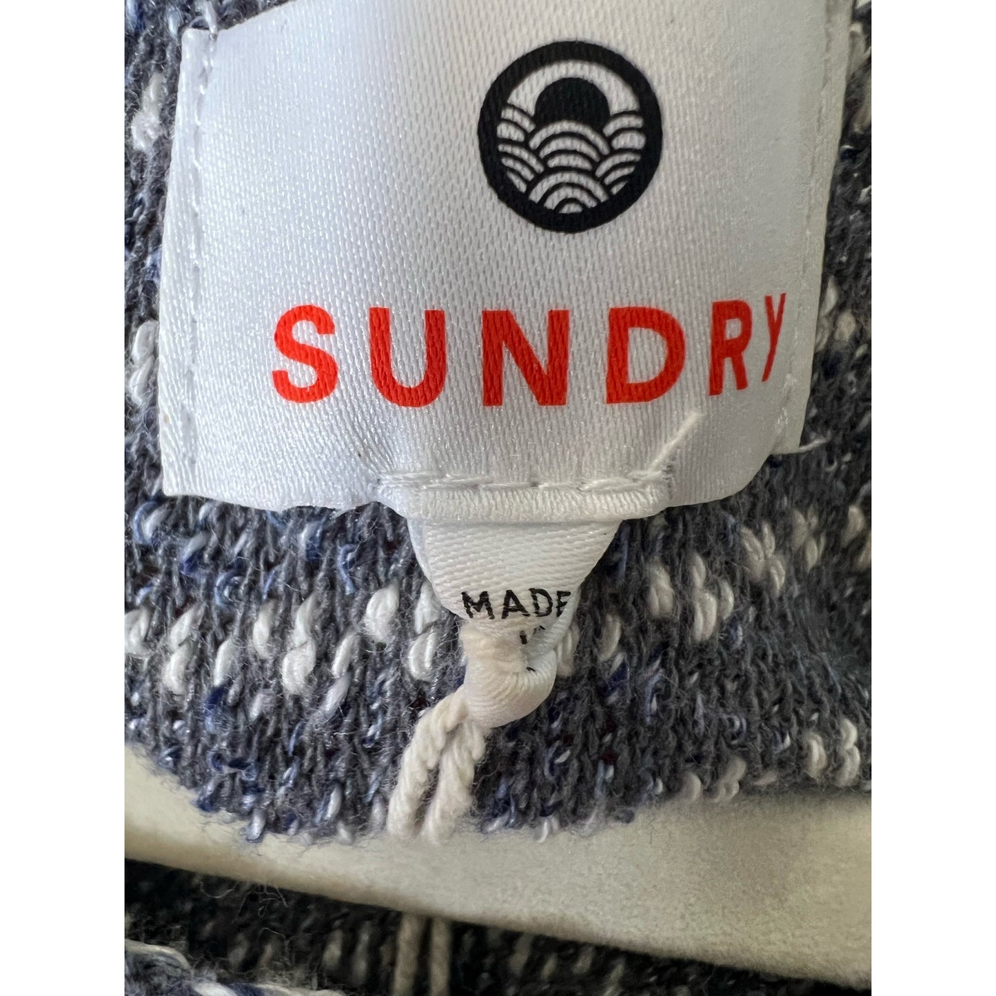 Sundry Blue White Knit Long Sleeve Cotton Top Sz 2