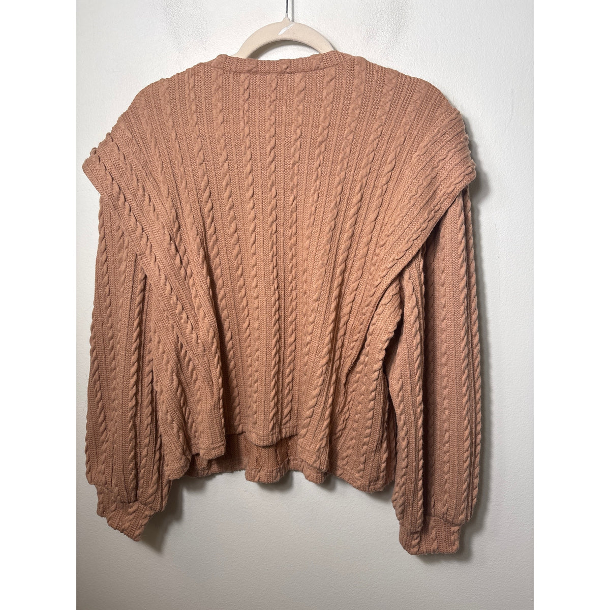 Moodie Reddish Tan Long Puff Sleeve Knit Sweater Sz S