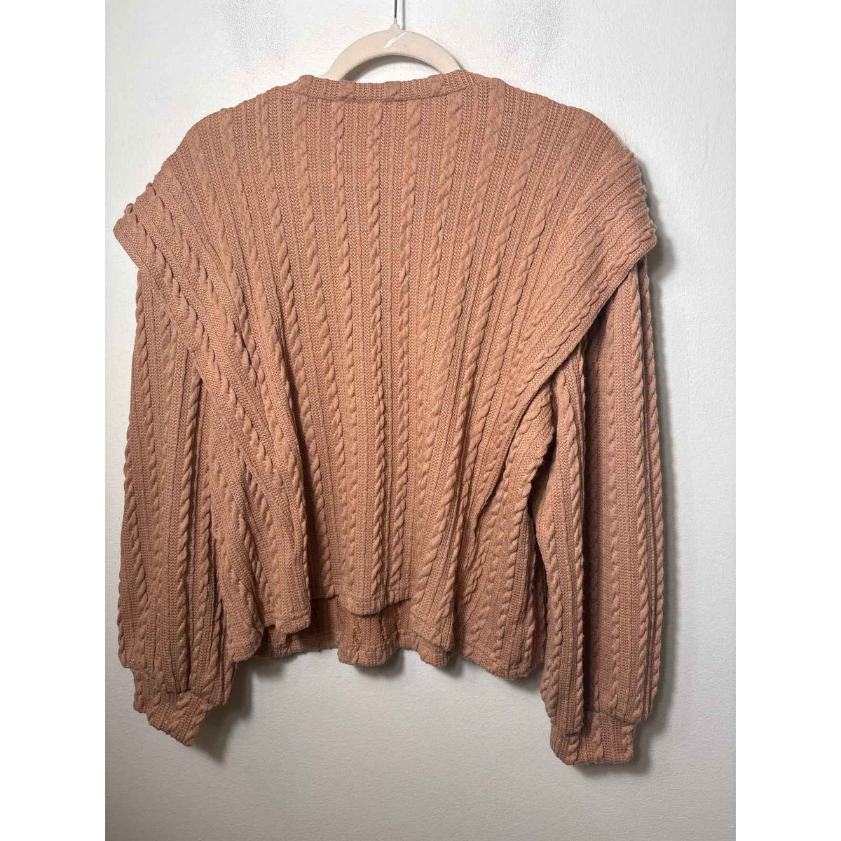 Moodie Reddish Tan Long Puff Sleeve Knit Sweater Sz S
