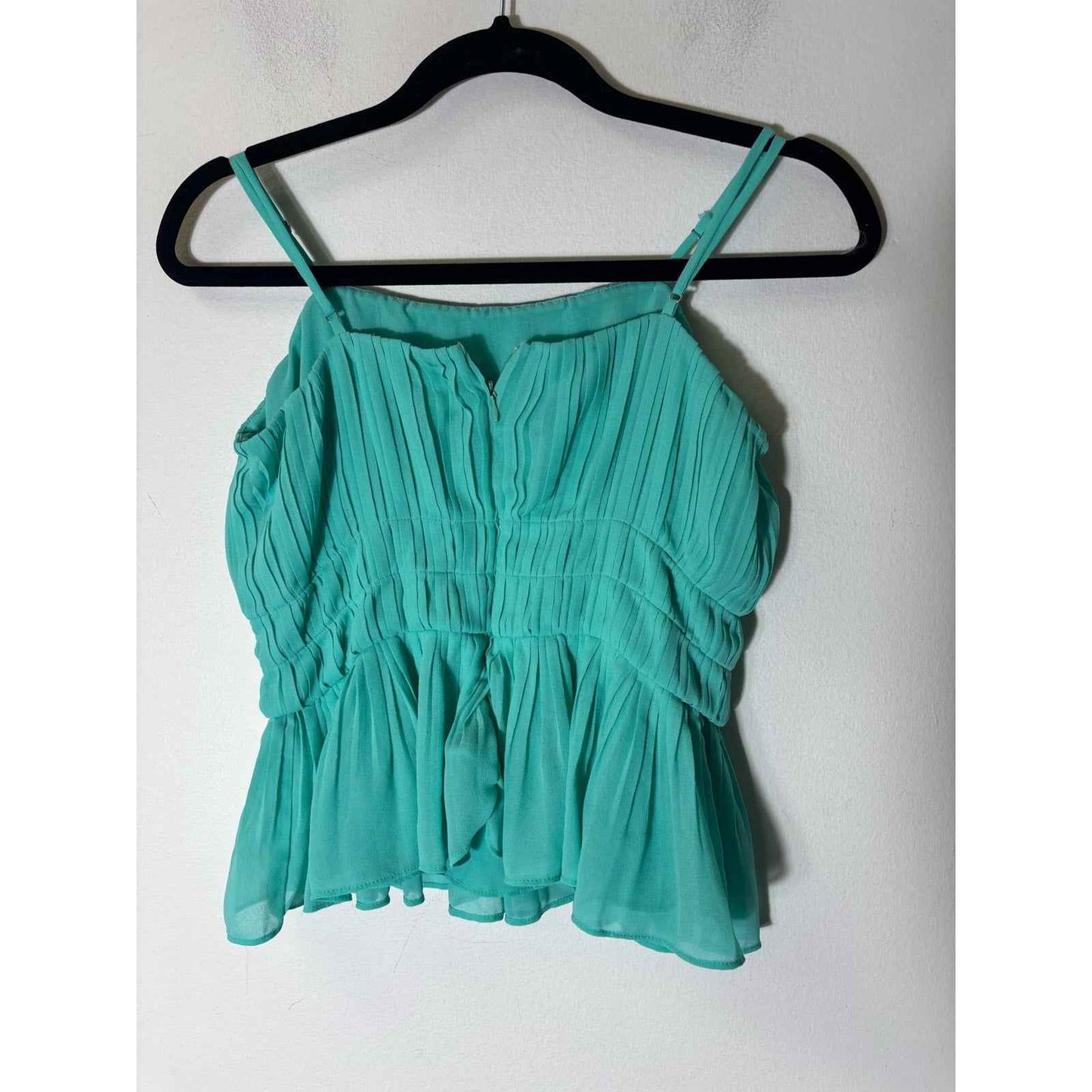 The Pants Store Sea Green Strappy Pleated Flowy Top Sz S