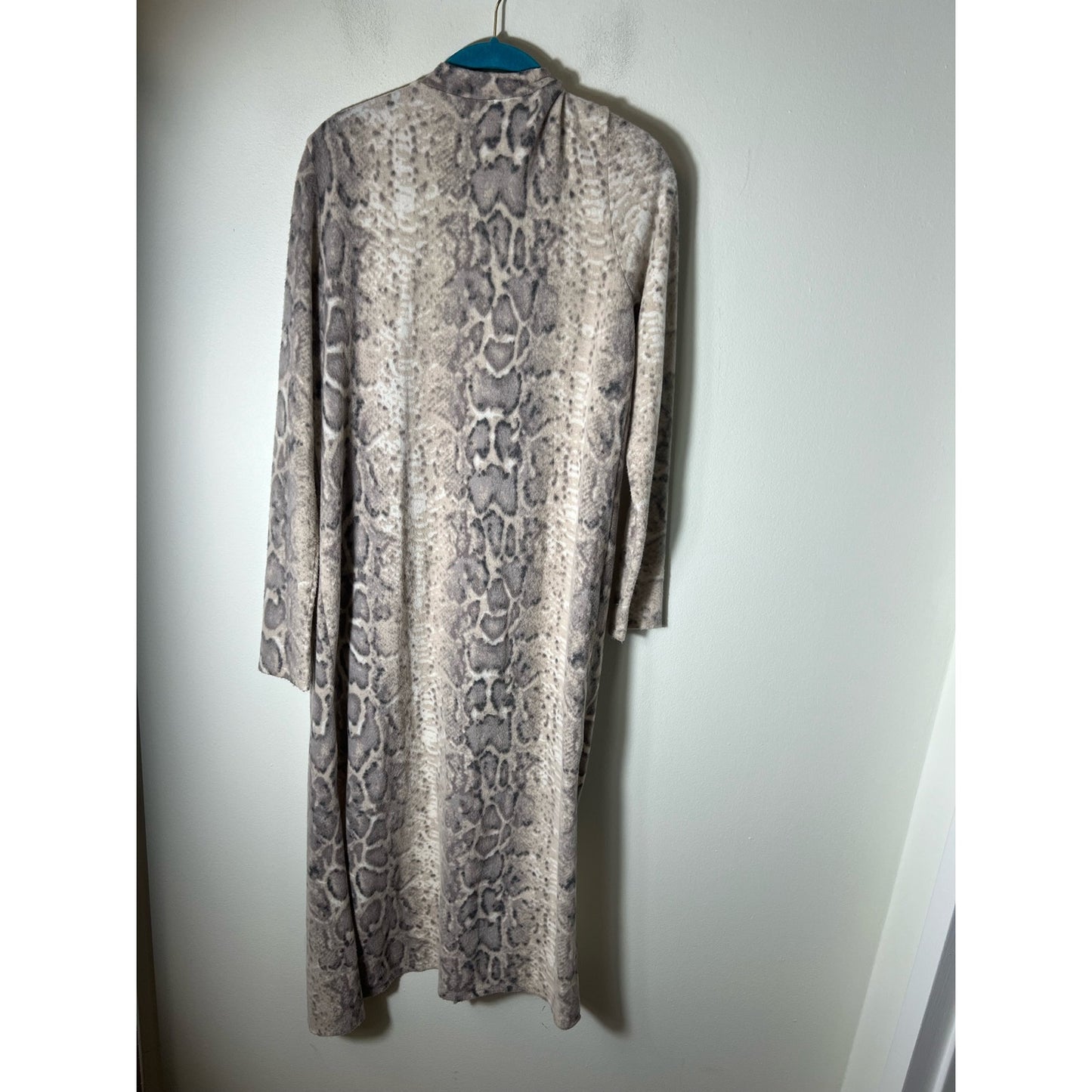 Timing Tan Long-Sleeve Snake Print Extra Long Cardigan Sz M