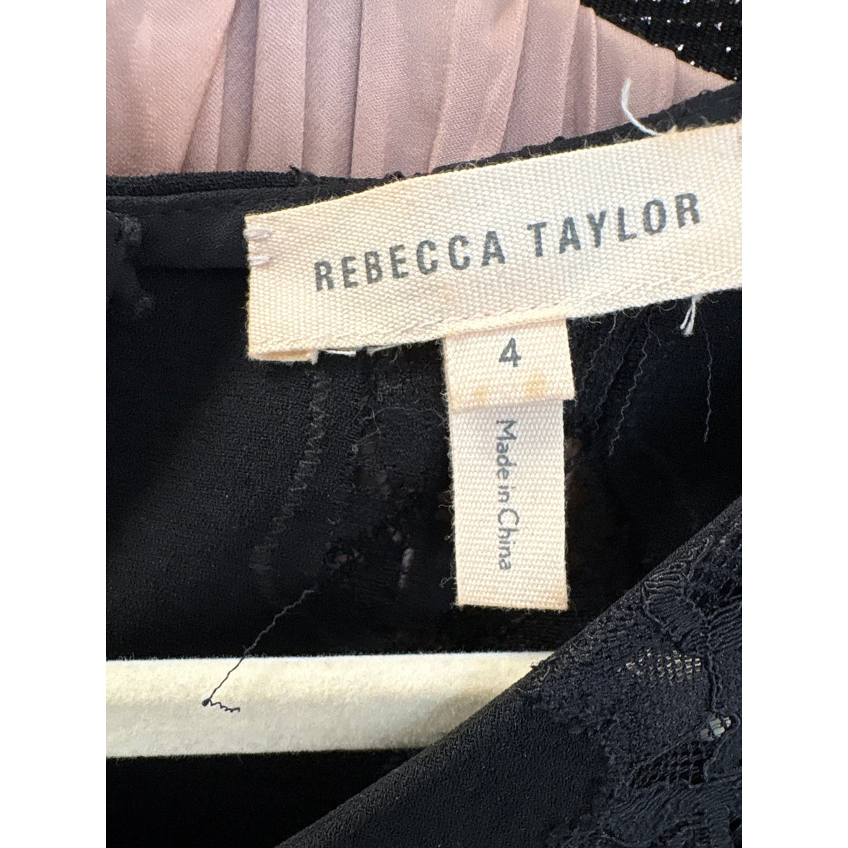 Rebecca Taylor Black LAce Ruffle Knee Length Shift Dress Sz 4