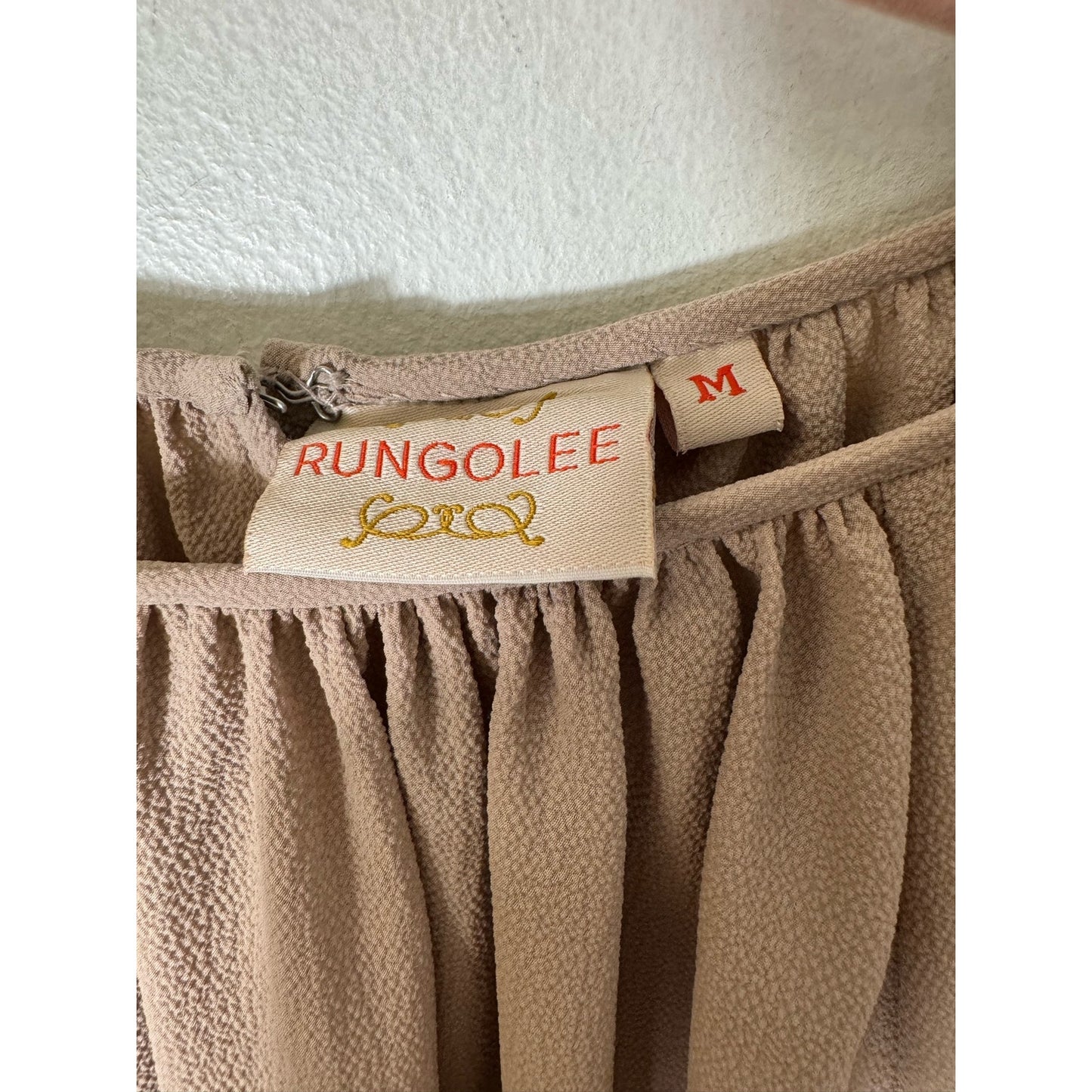 Rungolee Tan Long Sleeve Bell Sleeve Blouse Sz M