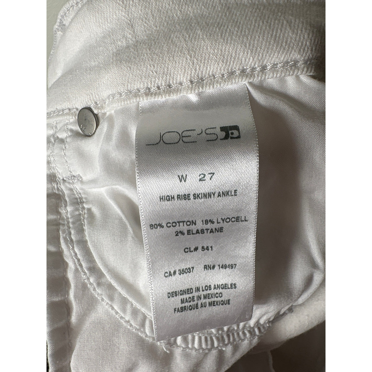 Joe's White Skinny Ankle Denim Sz 27