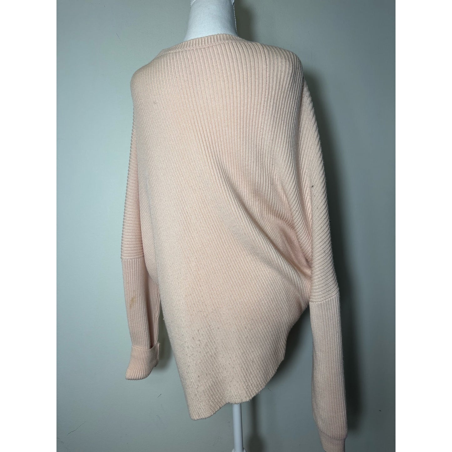 Stella McCartney Blush Ribbed Asymmetrical Long Sleeve Sweater Sz 46