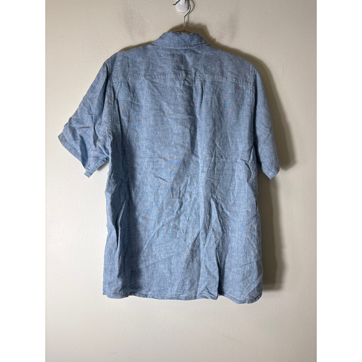 Mens The A & F Blue Linen Button Up Shirt Sz L