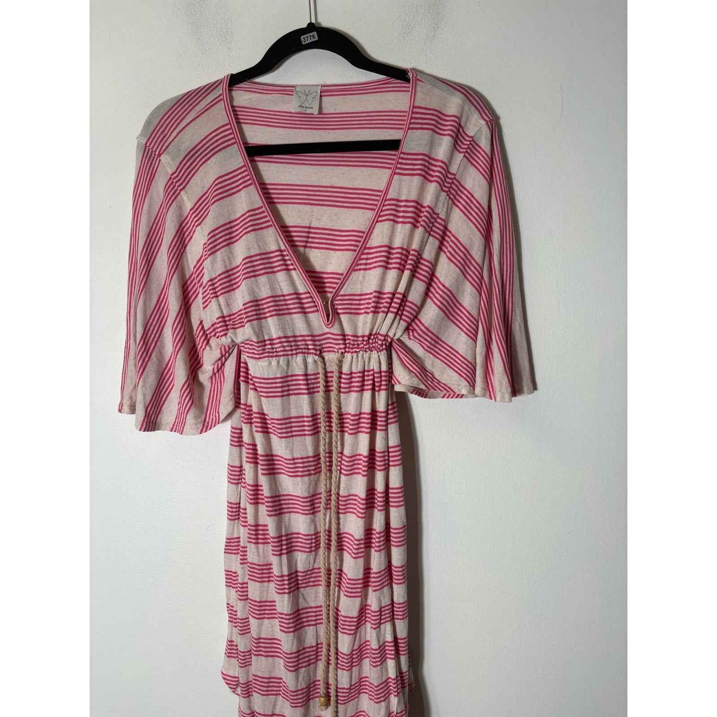 Ella Moss Hot Pink Stripe Knee Length Dress; Cinches at the Waist