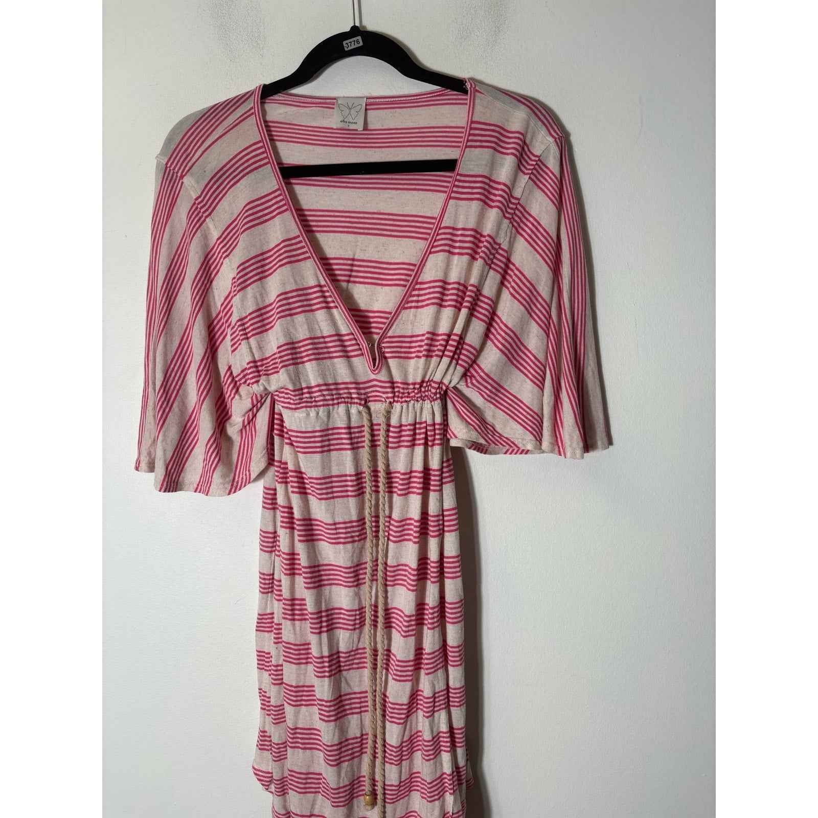 Ella Moss Hot Pink Stripe Knee Length Dress; Cinches at the Waist