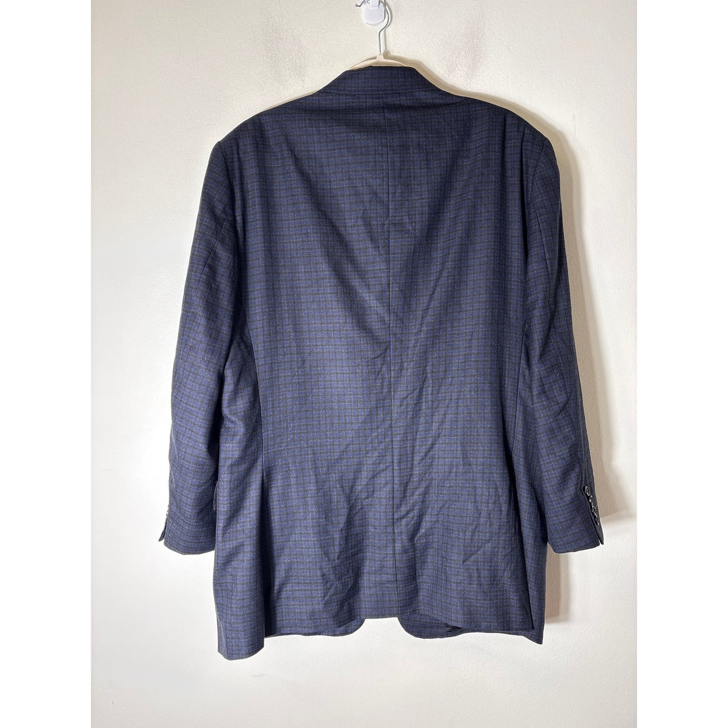 Men's Jos. A Bank Black Navy Plaid Suit Jacket Sz 44L