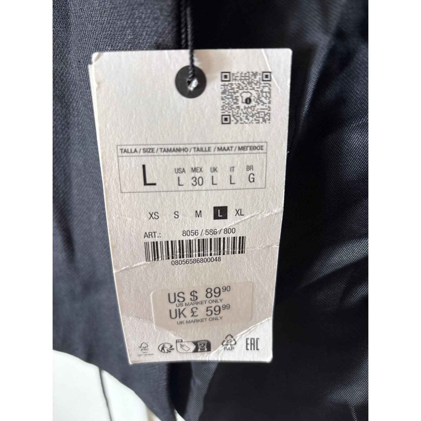NWT Zara Black Sleeveless One Button Open Front Blazer/Vest Sz L