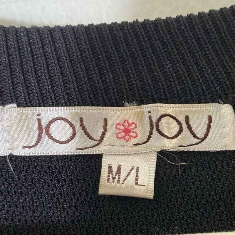 Joy Joy Black Fringed Ribbed Sheath Mini Dress Sz M/L