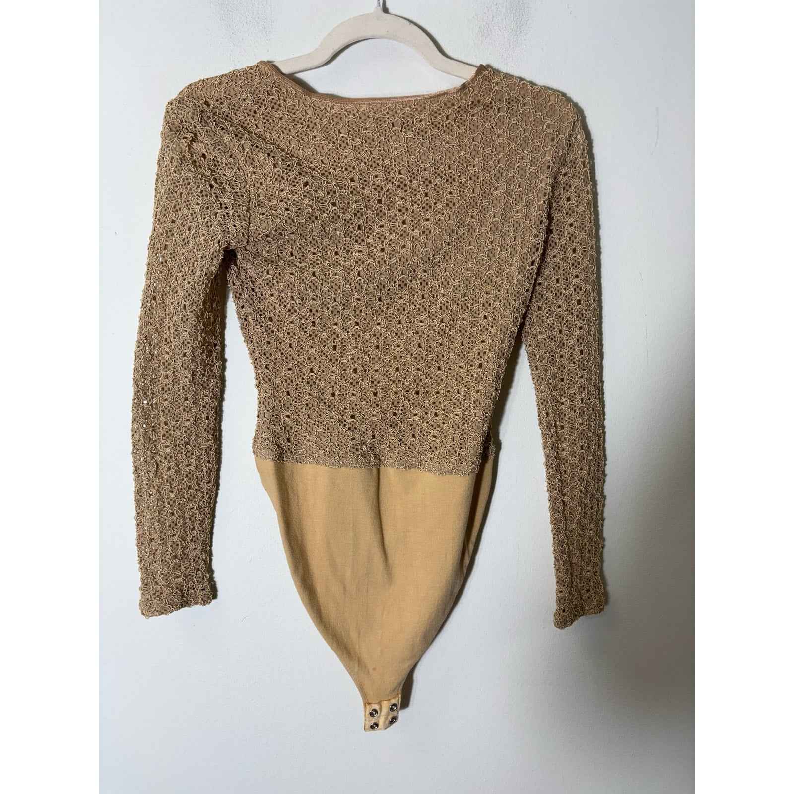 Ann Taylor Beige Long Sleeve Body Suit Sz S