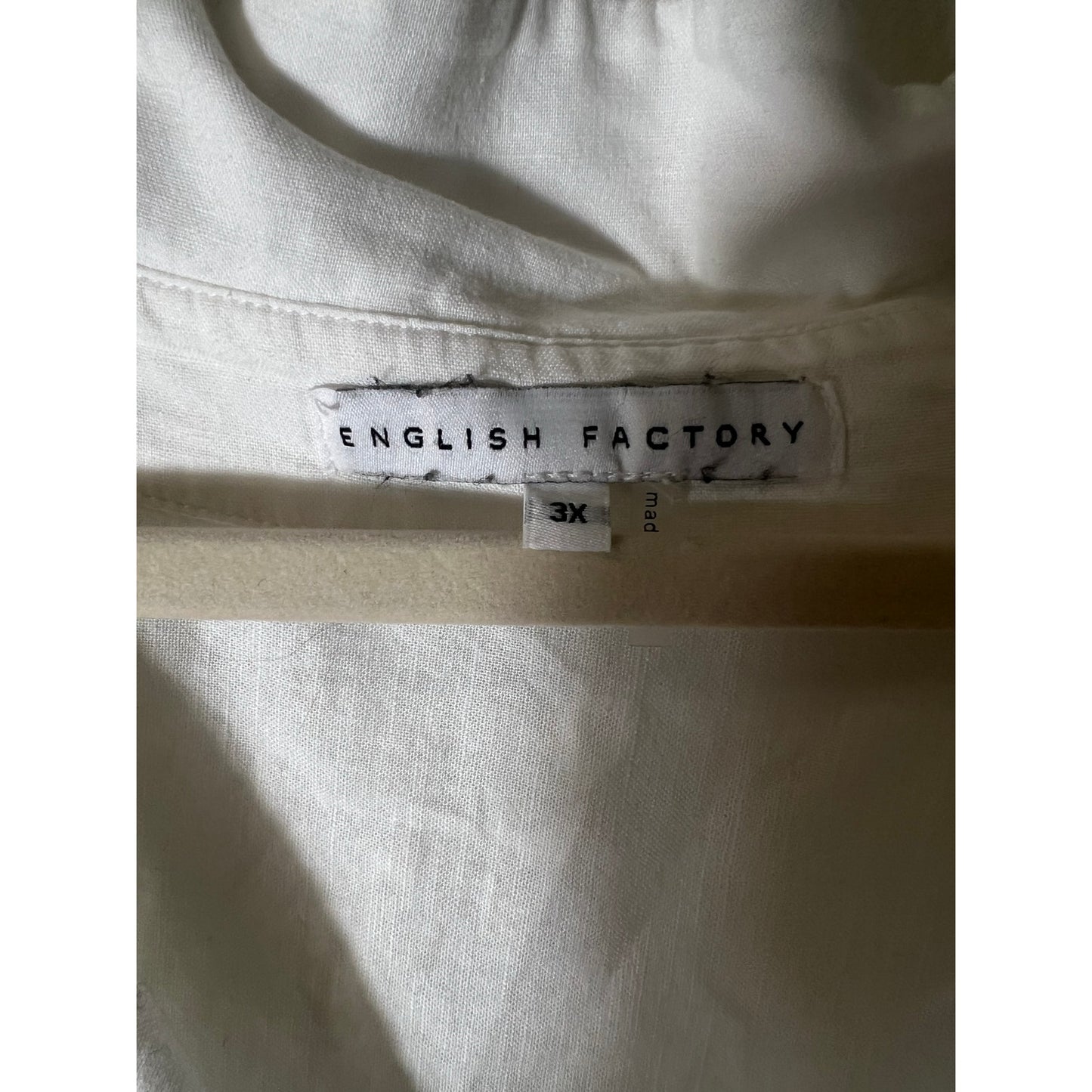 Womens English Factory White Button Up Blouse Sz 3X