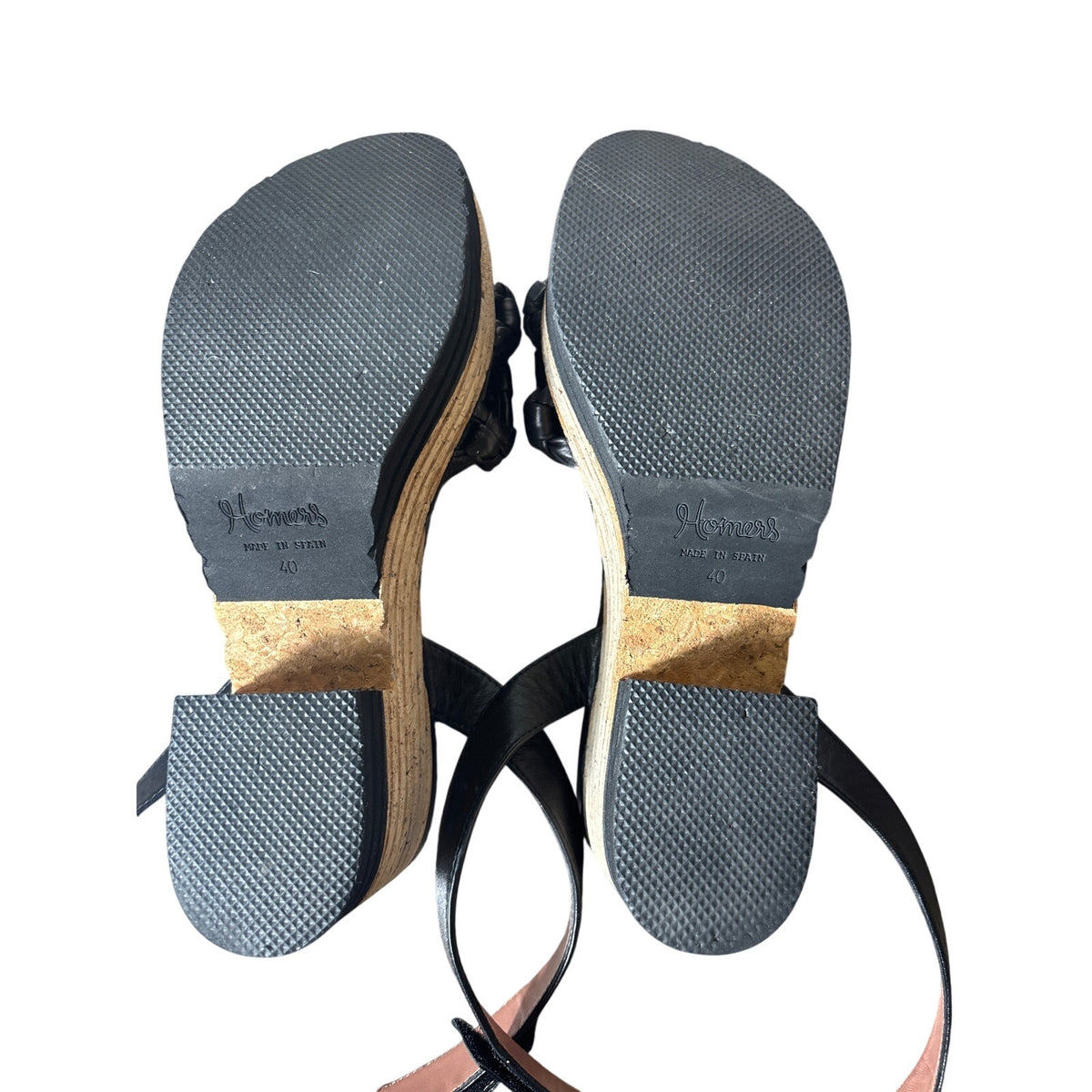 Homers Artisan Black Cork Platform Ankle Strap Sandals Sz 10