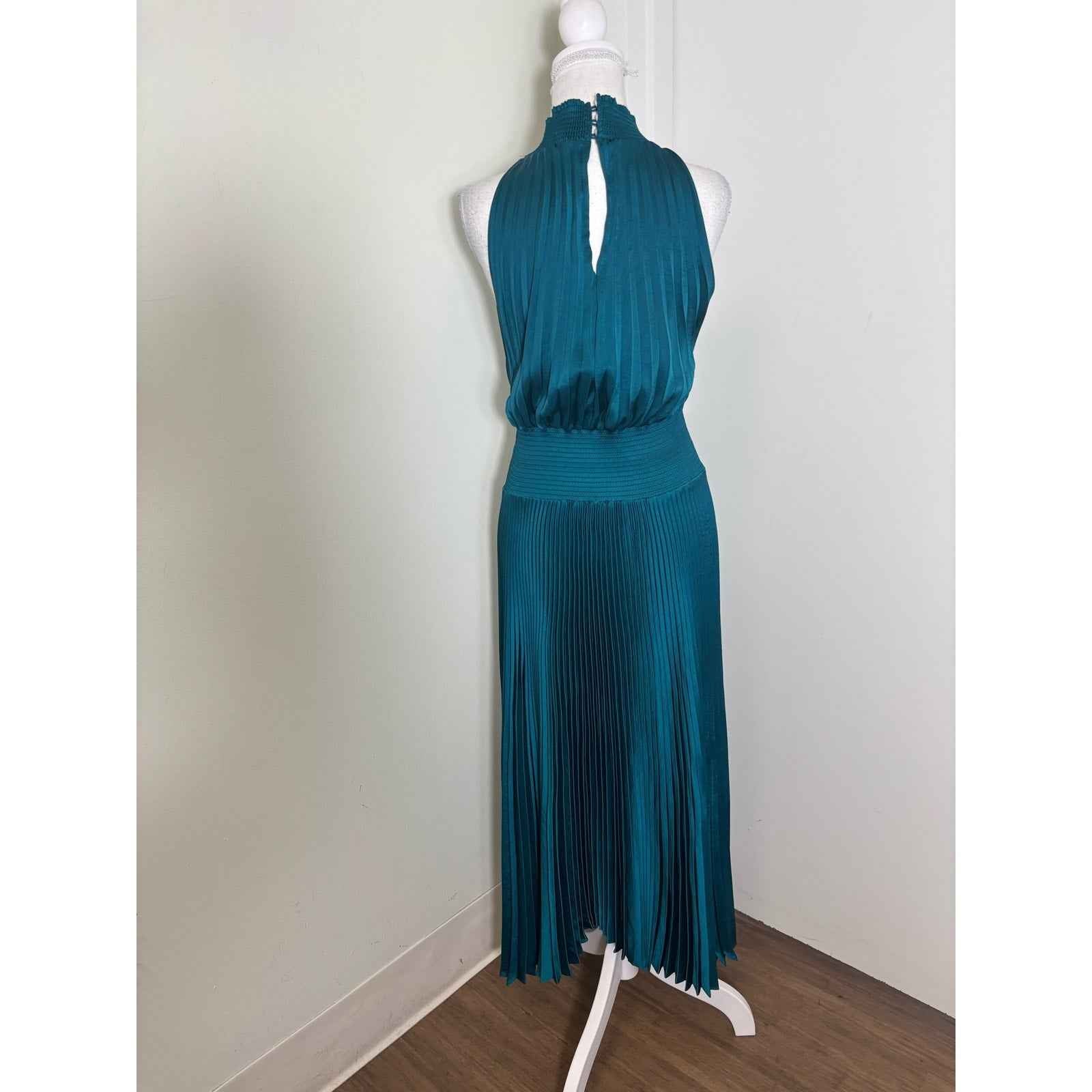ALC Teal Jewel Tone Accordian Cocktail Dress Sz 6