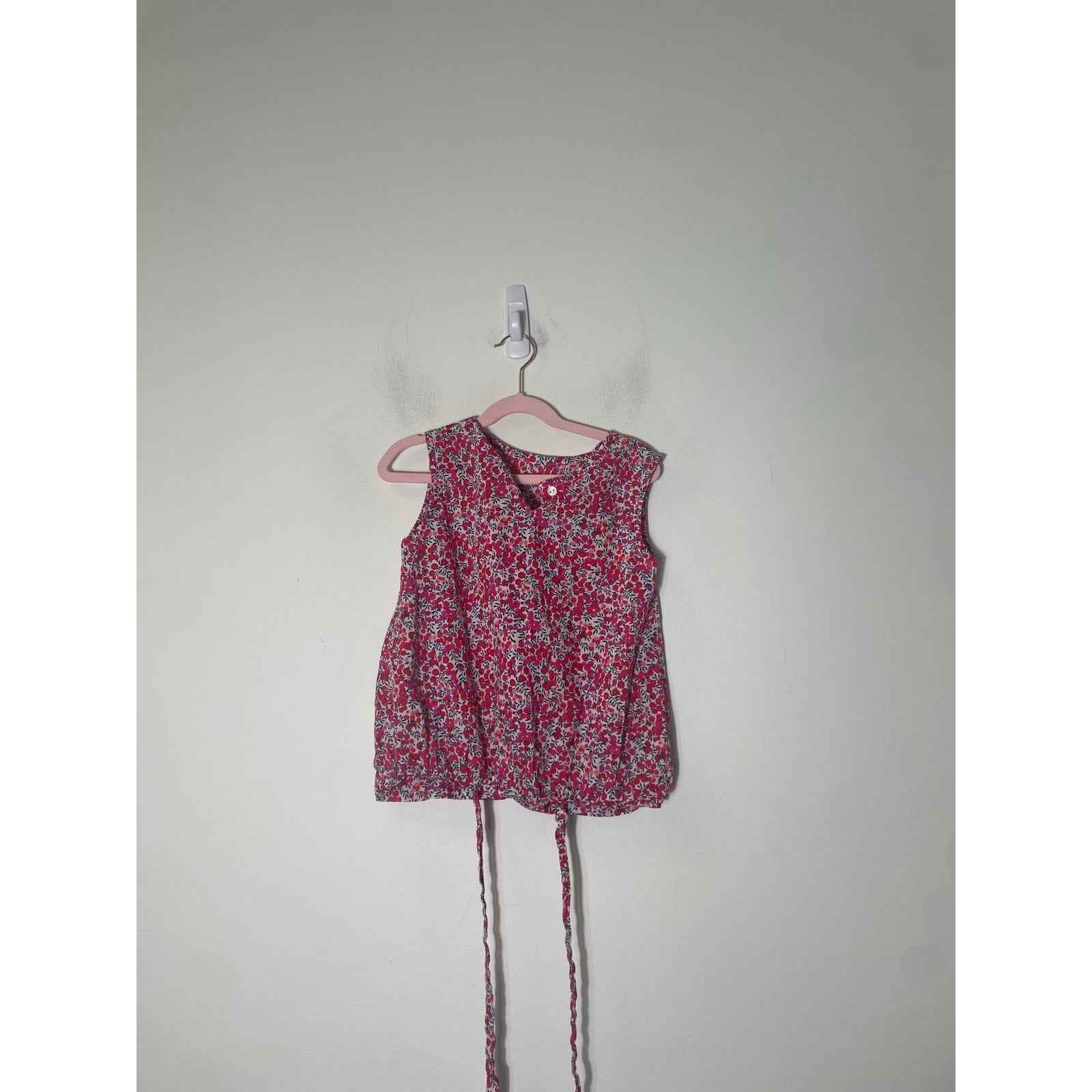 Youth Petit trousseau Red Cotton Floral Top Sz 8Y