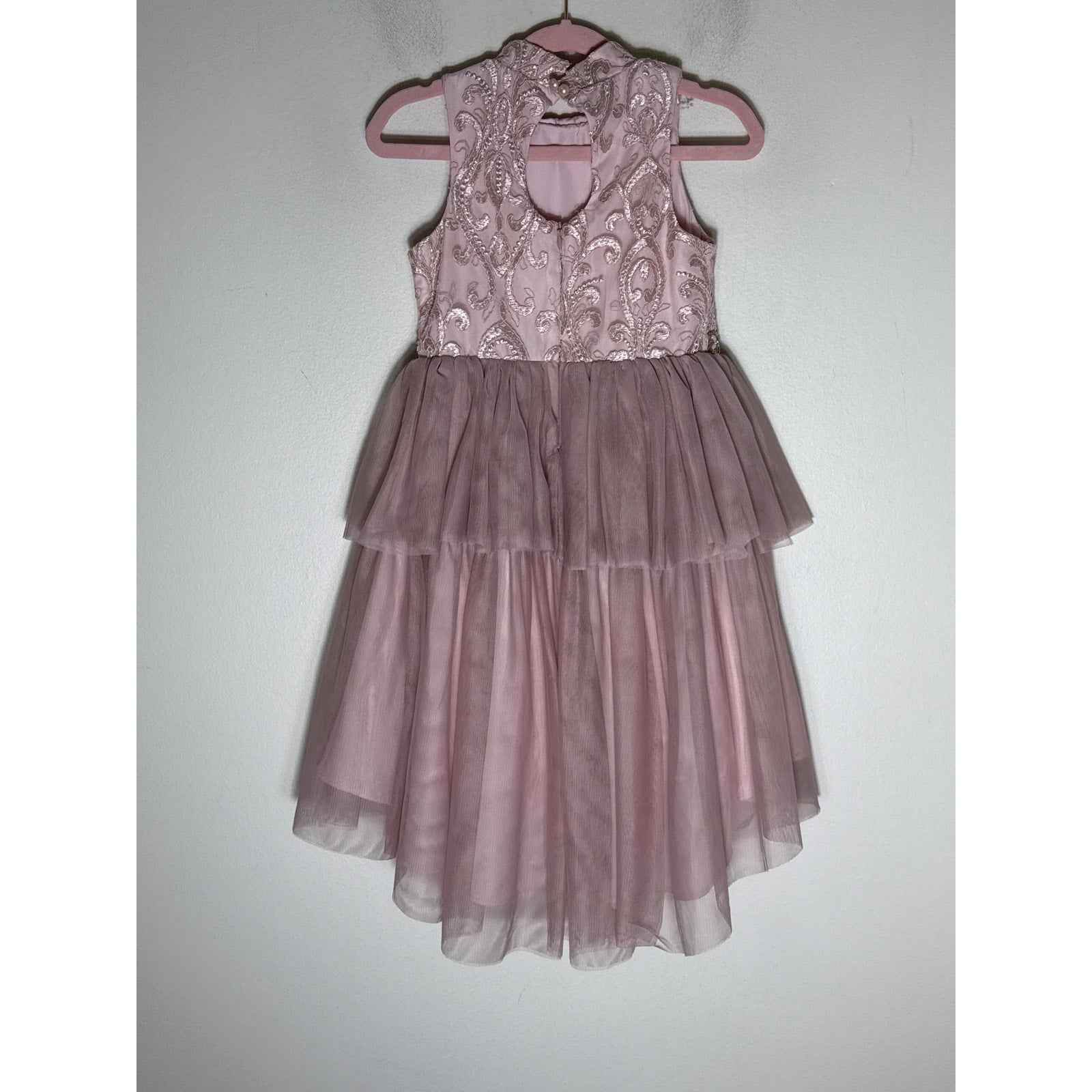 Girl's Badgley Mischka Blush Sleeveless Embroidered Dress Sz 6