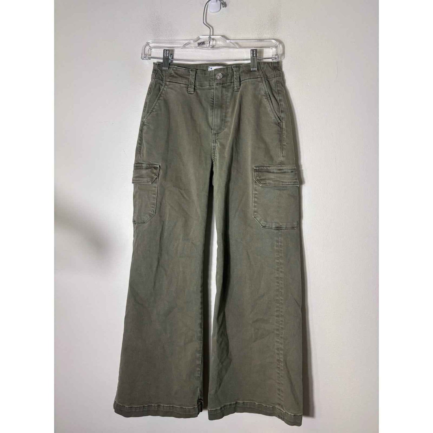 Paige Army Green Wide Leg Cargo Pants Sz 25