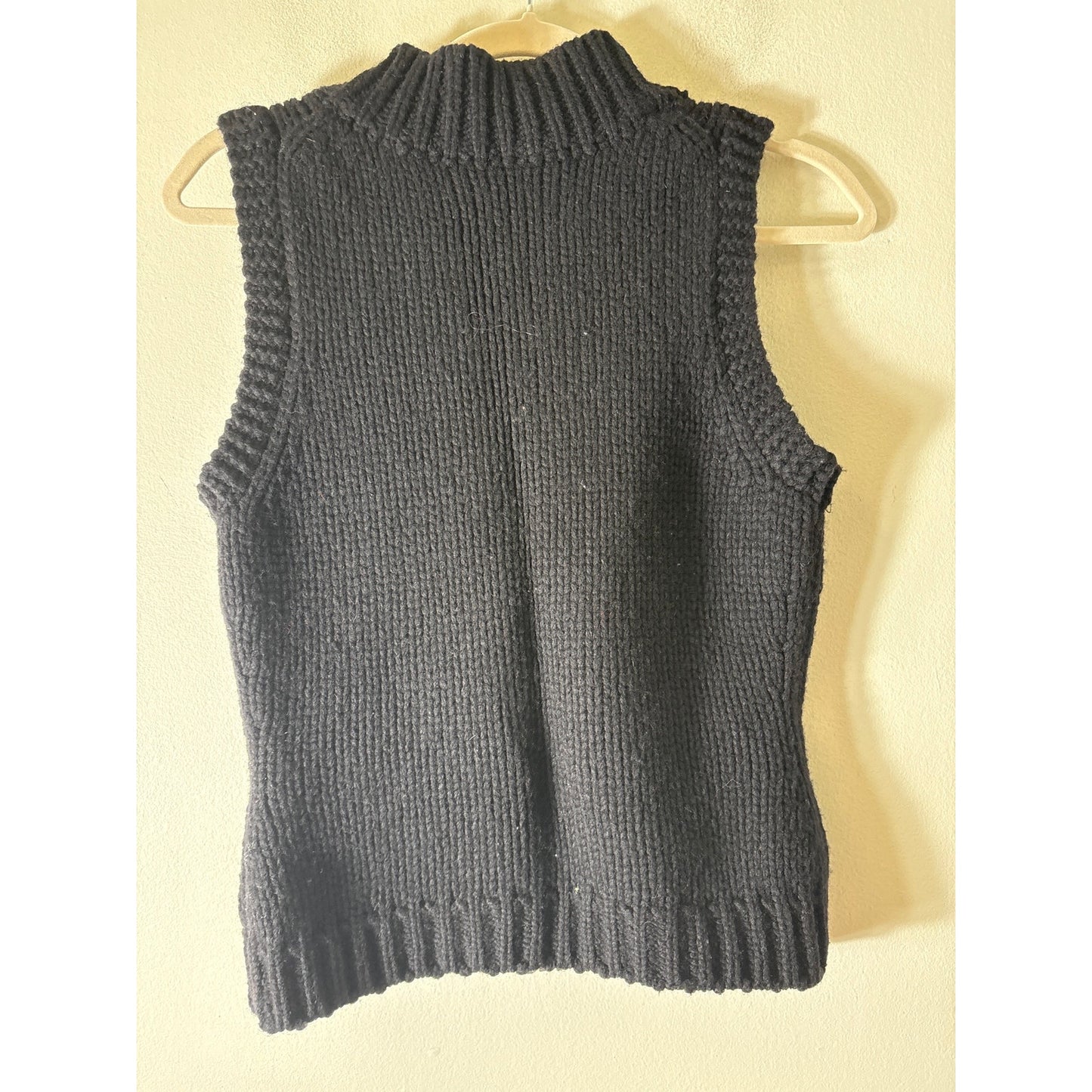 Gap Black Knit Zip Up Sweater Vest Sz S