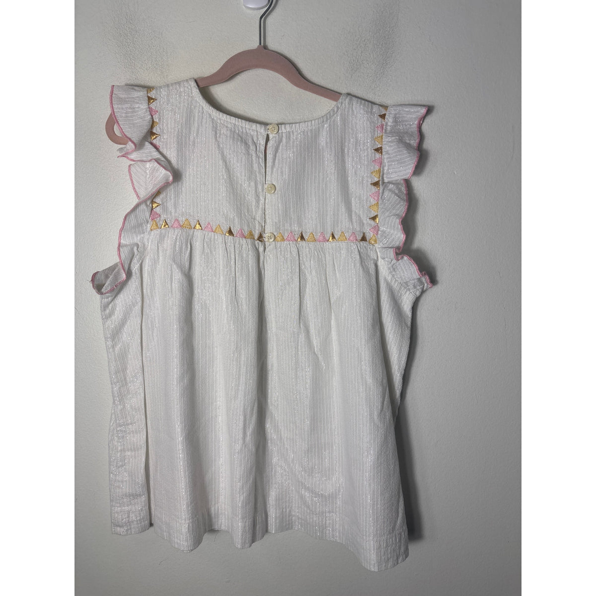 Girls Peek...Kids White Flutter Sleeve Cotton Top Sz 12
