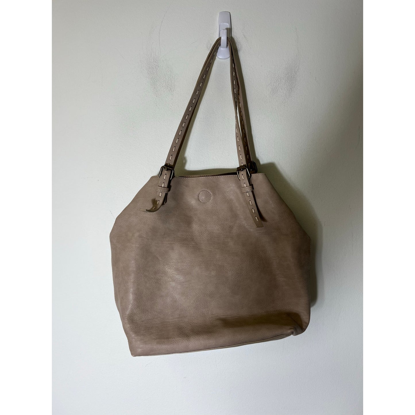 Taupe Colored Leather Shoulder Bag