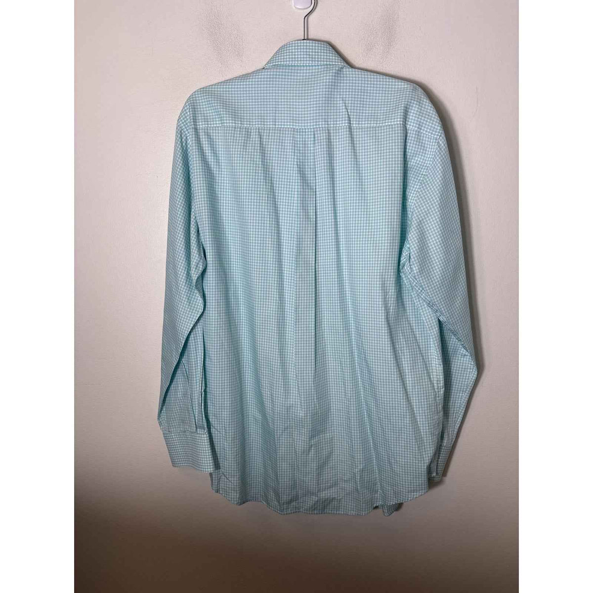 Men's Peter Millar Teal Green and White Check Long Sleeve Button Down Shirt Sz L