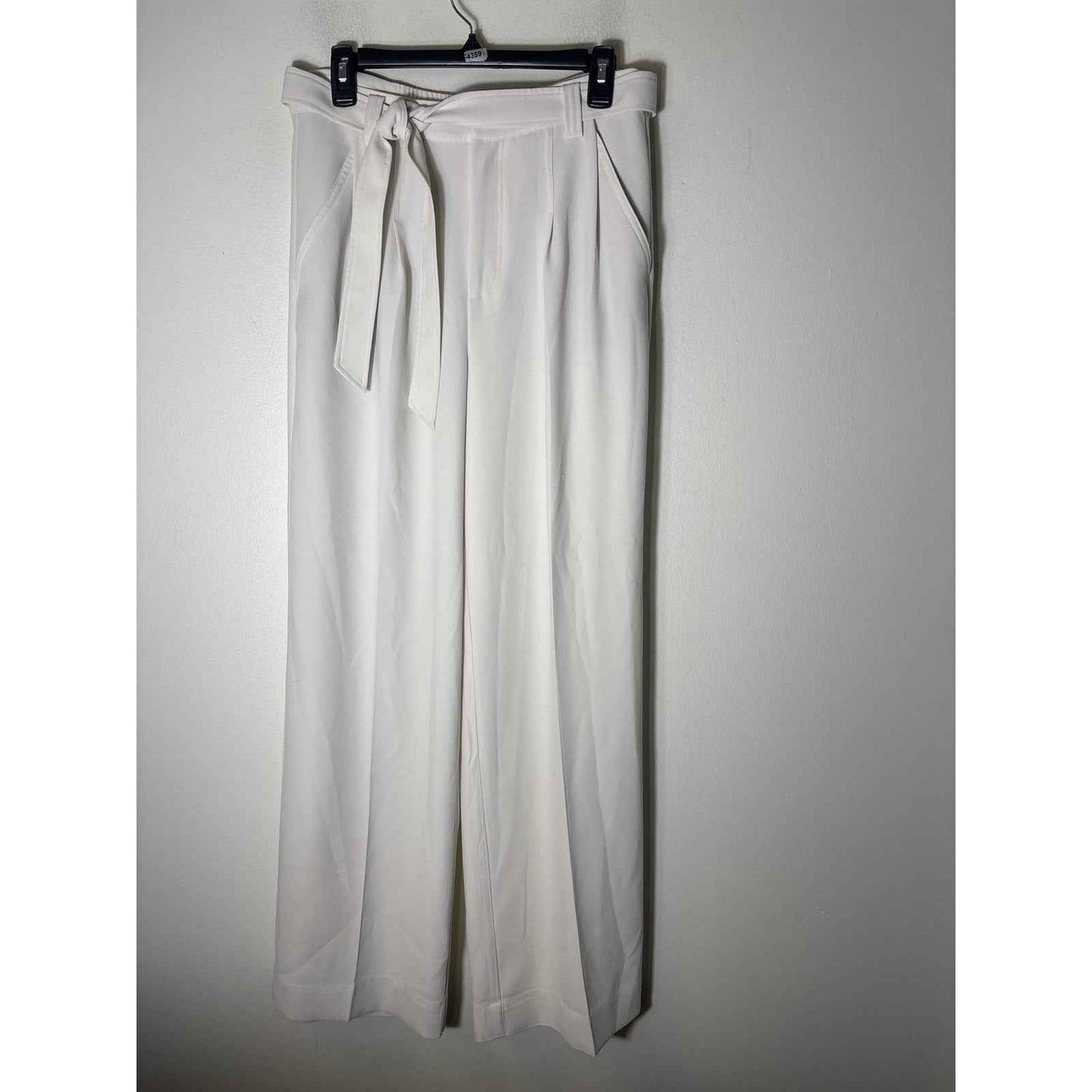 Brochu Walker Off White Flowy Wide Leg Pants with Tie Belt Sz M