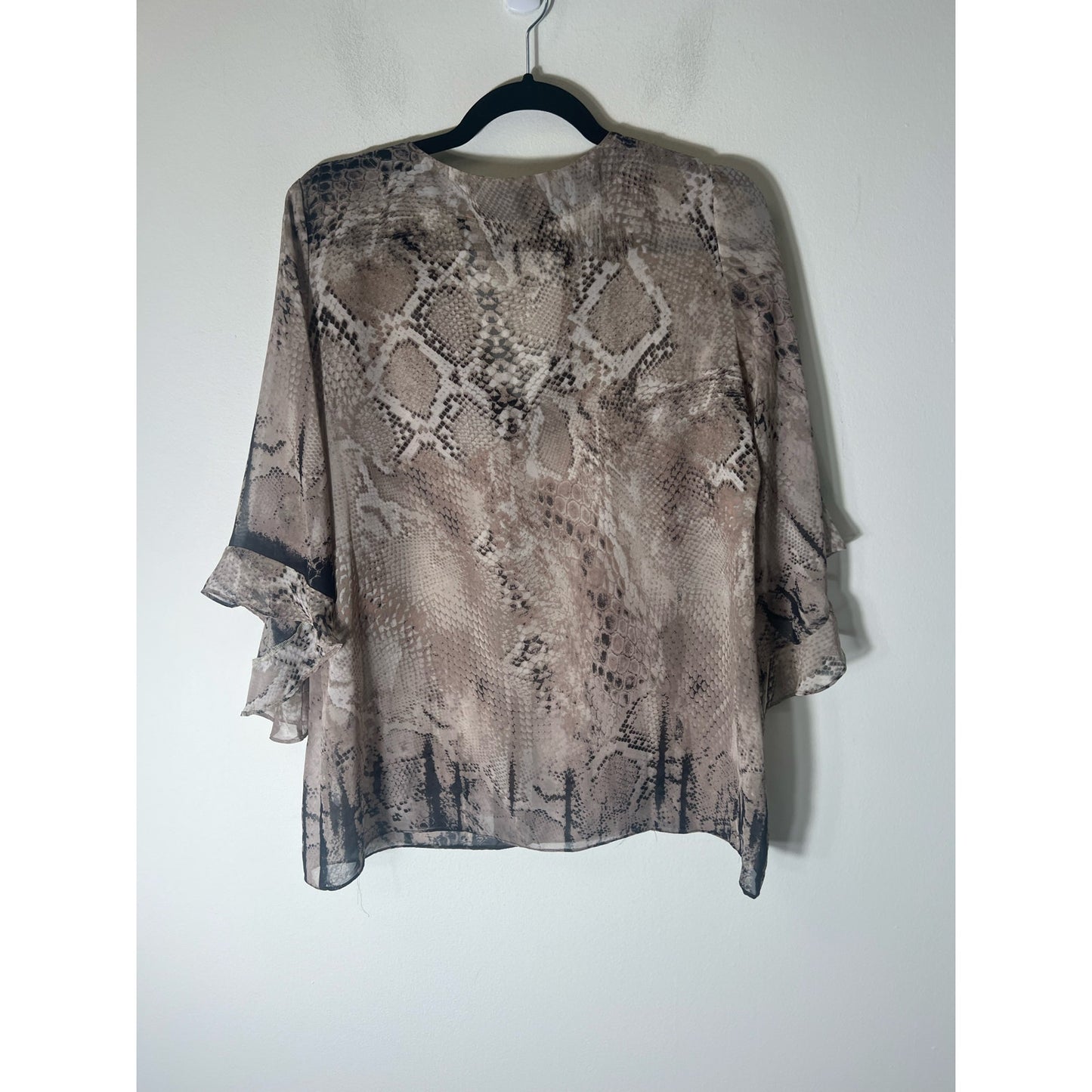 Atina Cristina Grey Black Snakeprint Long Sleeve Top Sz S