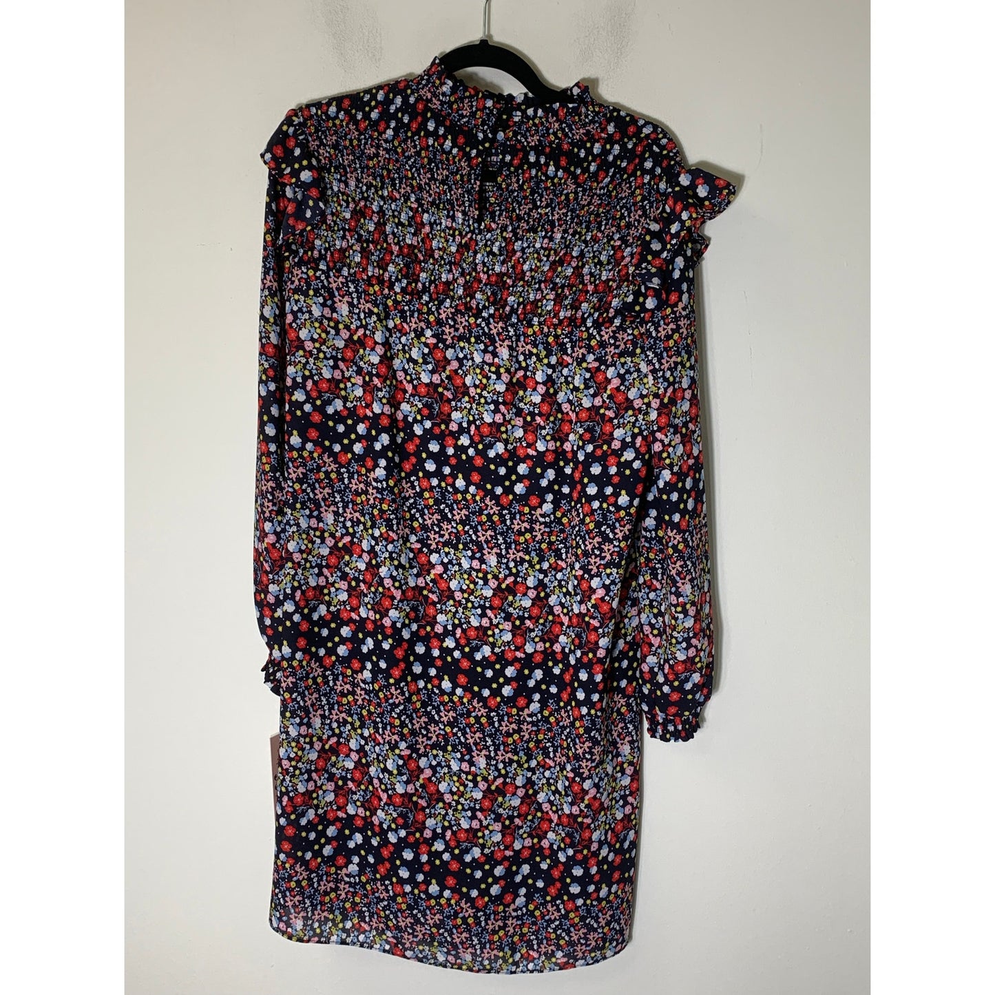 NWT Nanette Lepore Black Floral Long Sleeve Midi Shift Dress Sz 8