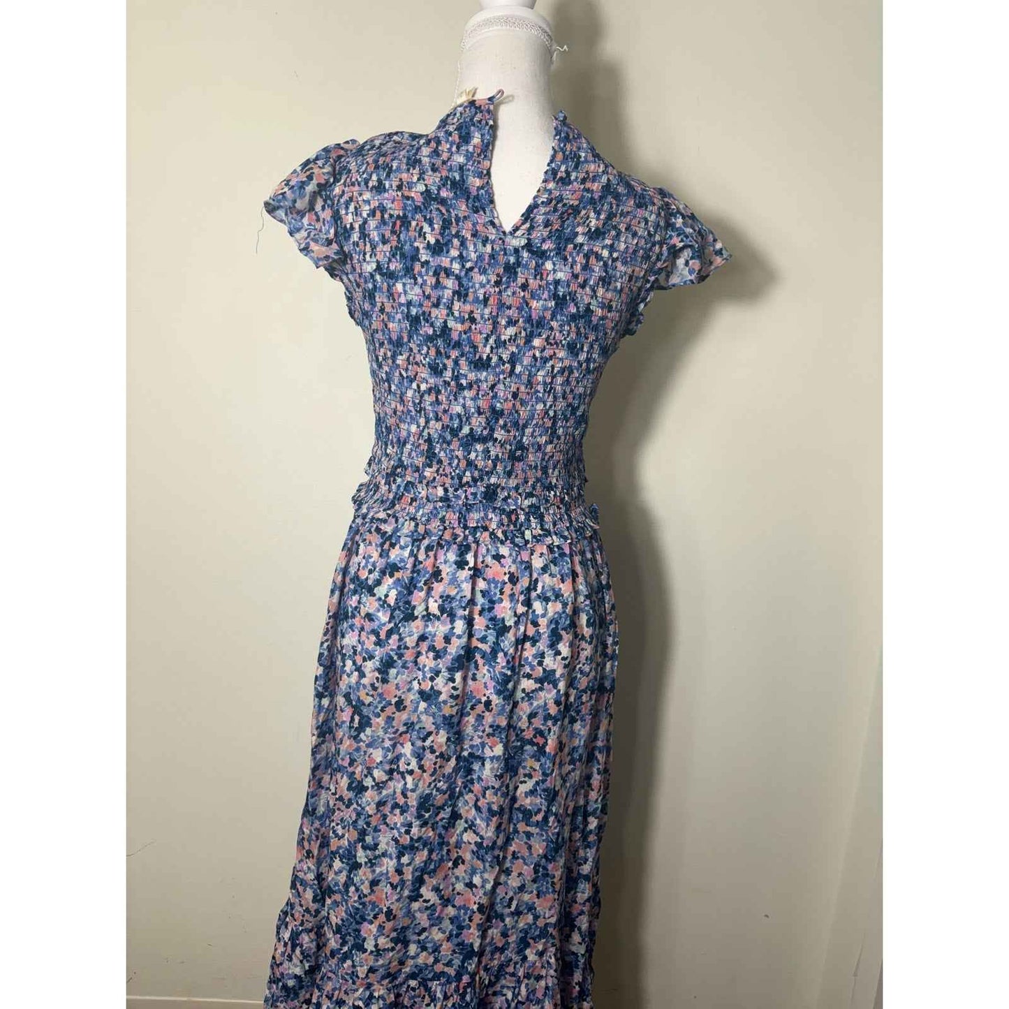 Shoshanna Smocked Bodice Floral Maxi Dress Sz 2