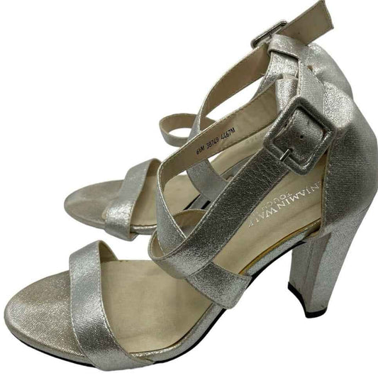 Benjamin Walk Touch Ups Silver Strappy High Heeled ShoesSz 6 1\2 M