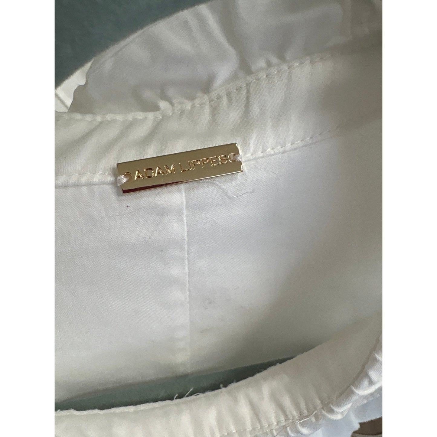 Adam Lippes White Shoulder Button Short Sleeve Cotton Blouse Sz 10