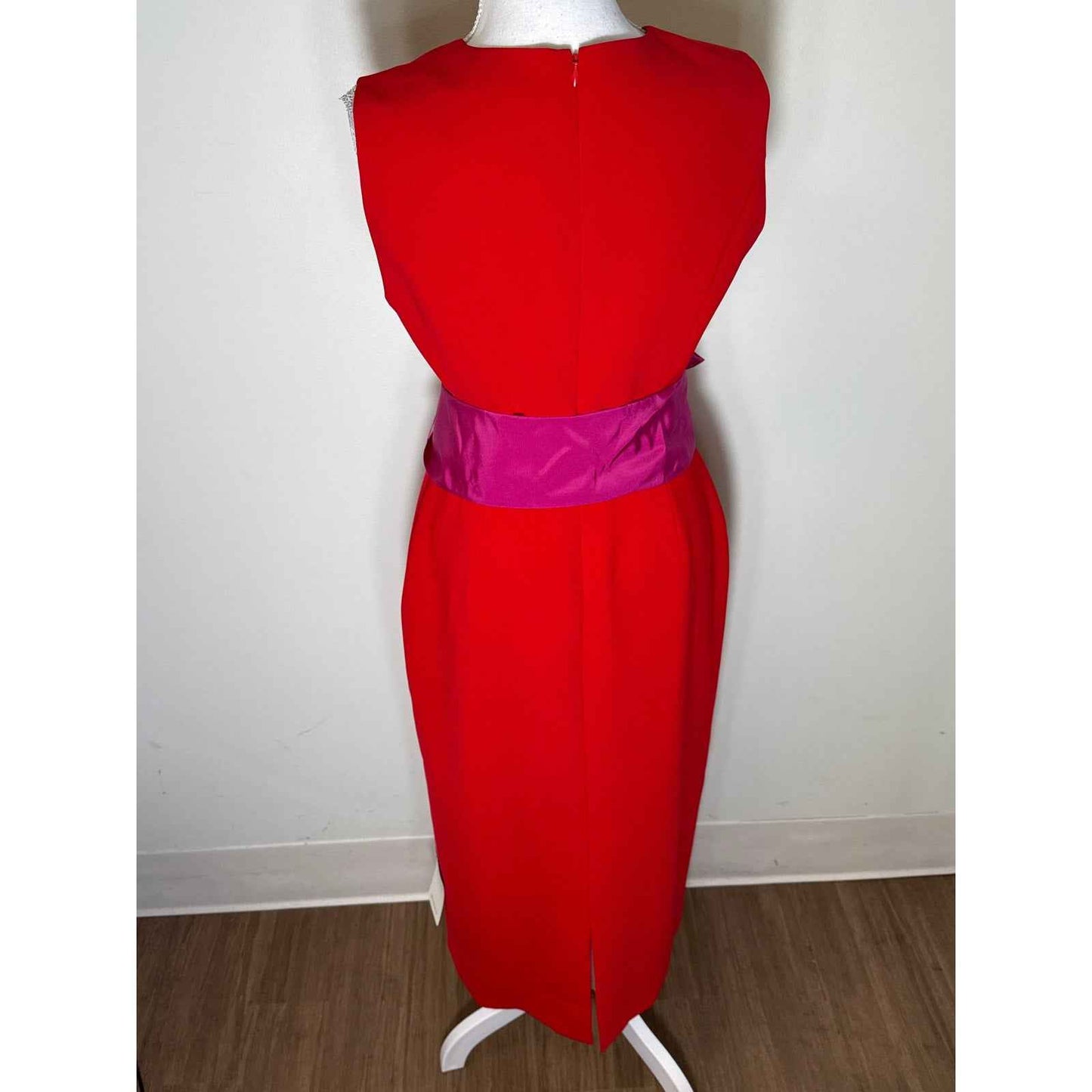 NWT Carolina Herrera Red Bow Detail Cocktail Midi Dress Sz 6