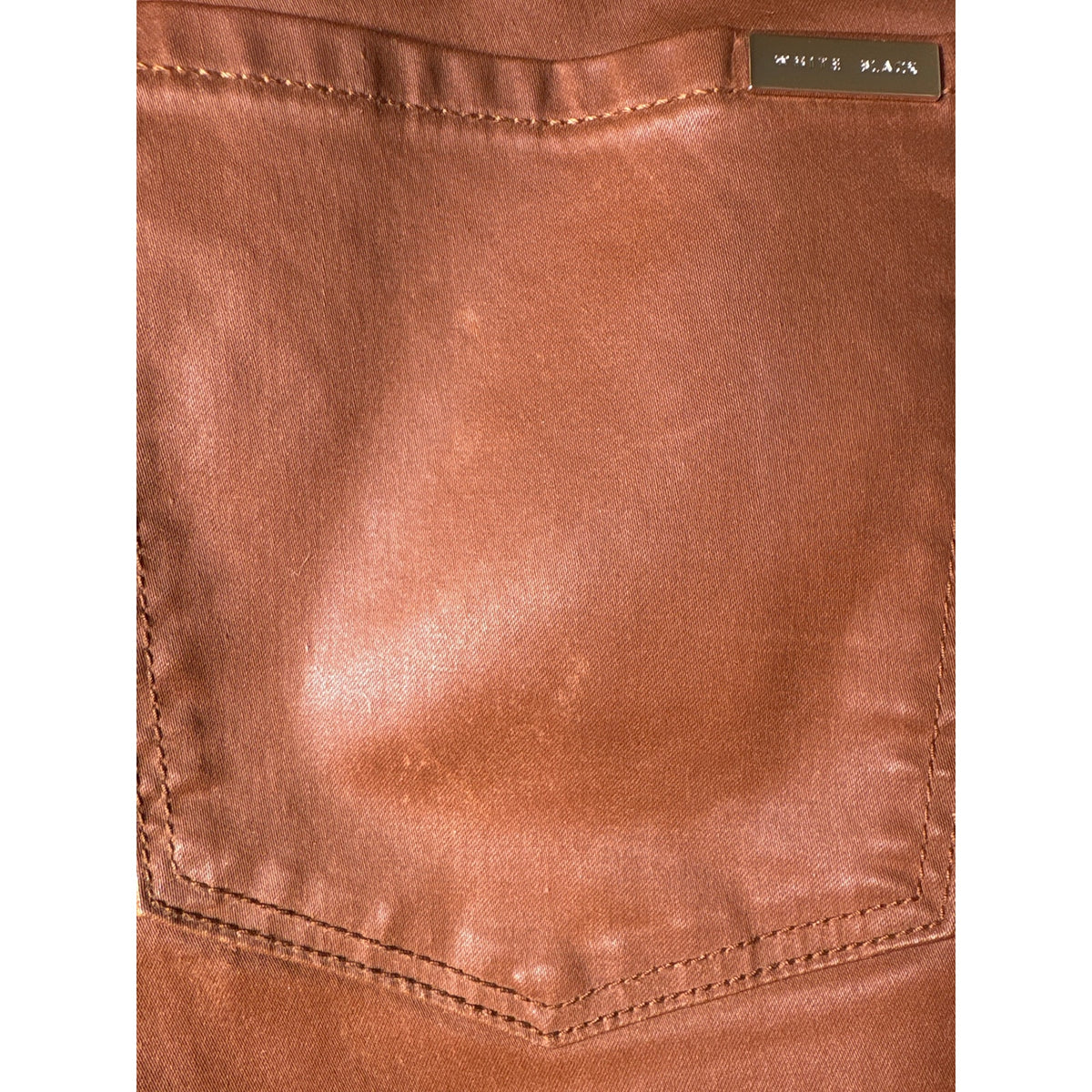 White House Black Market Camel Faux Leather The Skinny Pant Sz 4