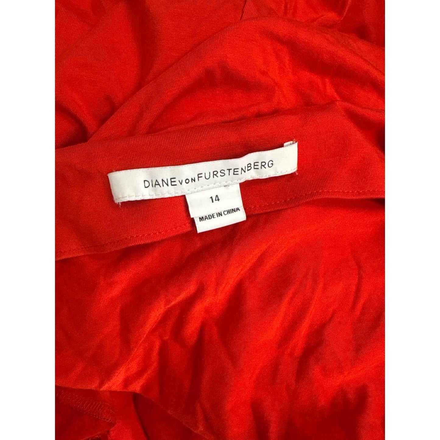 Diane VonFurstenberg Red/Orange Long Sleeve Wrap Mini Dress Sz 14