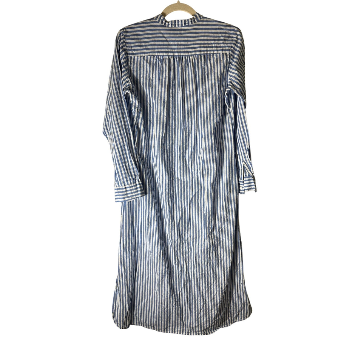 Mille Resort Blue and White Stripe Long Sleeve Cotton Shirt Dress Sz S