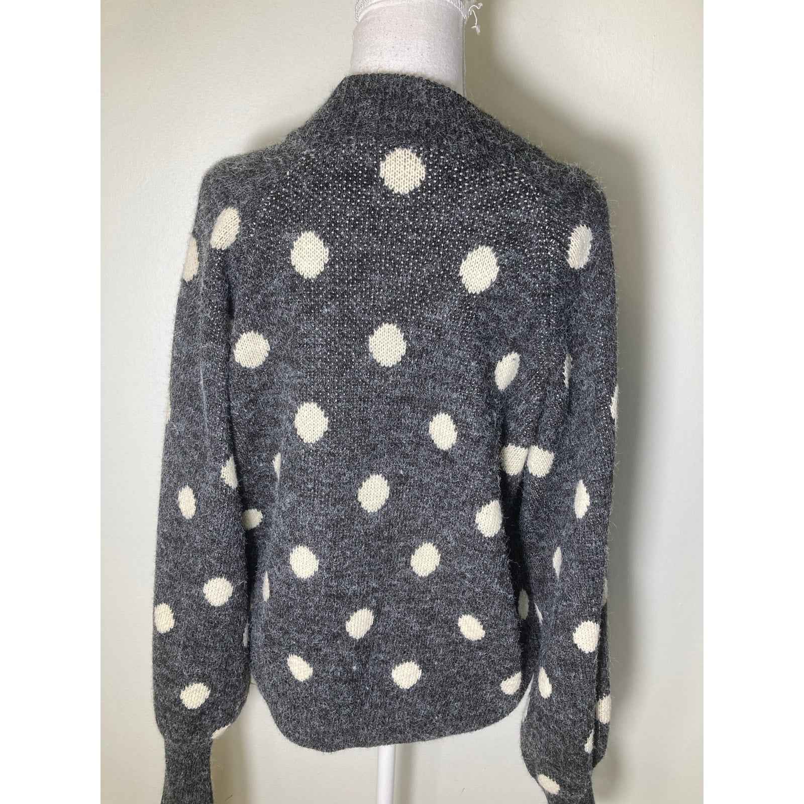 BlankNYC Gray and Off White Polka Dot Long Sleeve Sz L