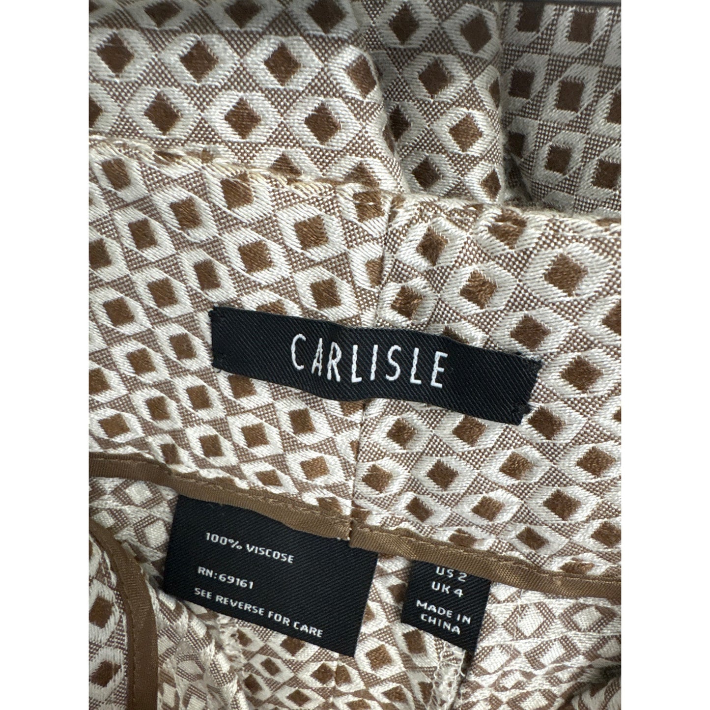 Carlisle Brown and White Print Dress Pants Sz 2