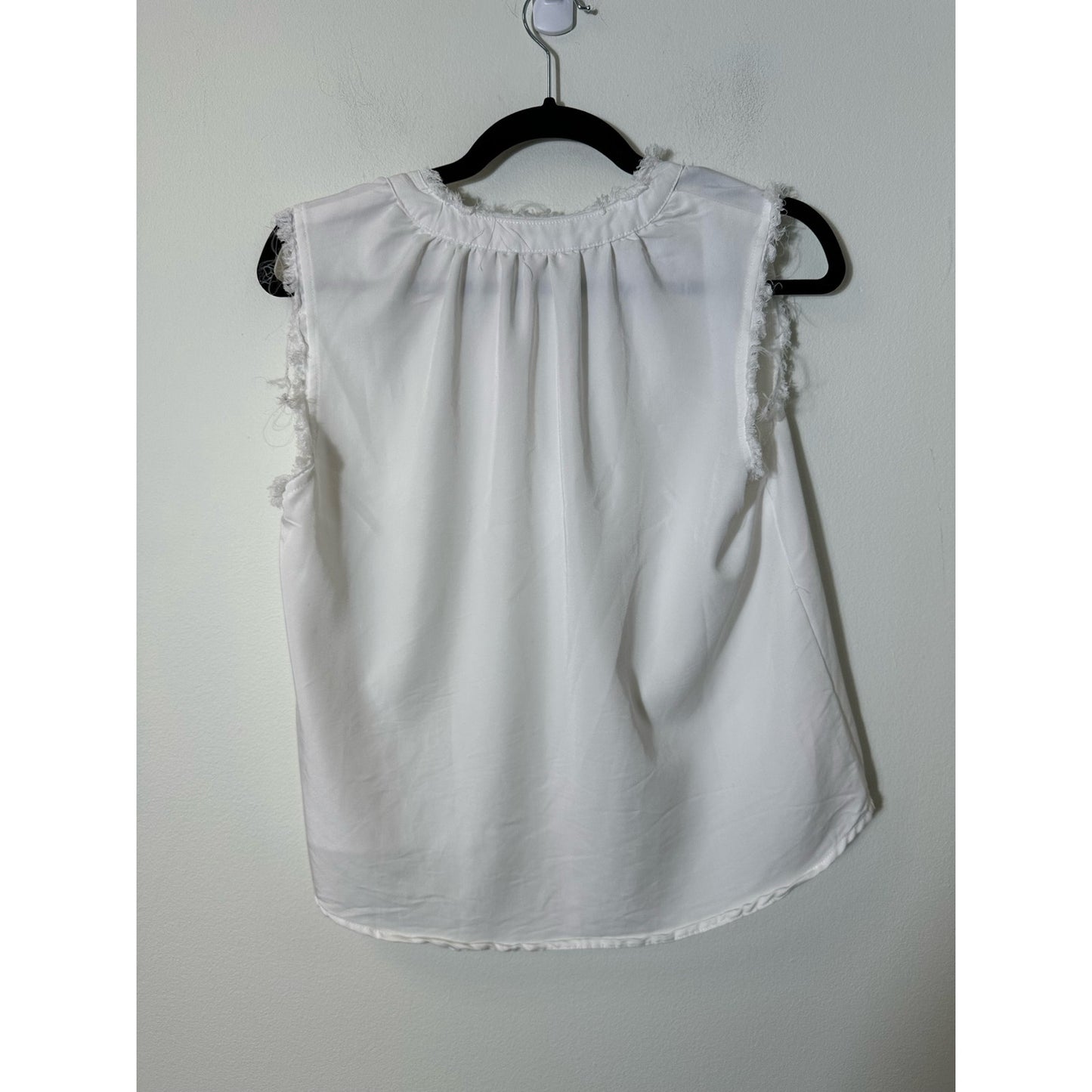 Day + Moon White Fringed Sleeveless Shirt Sz S