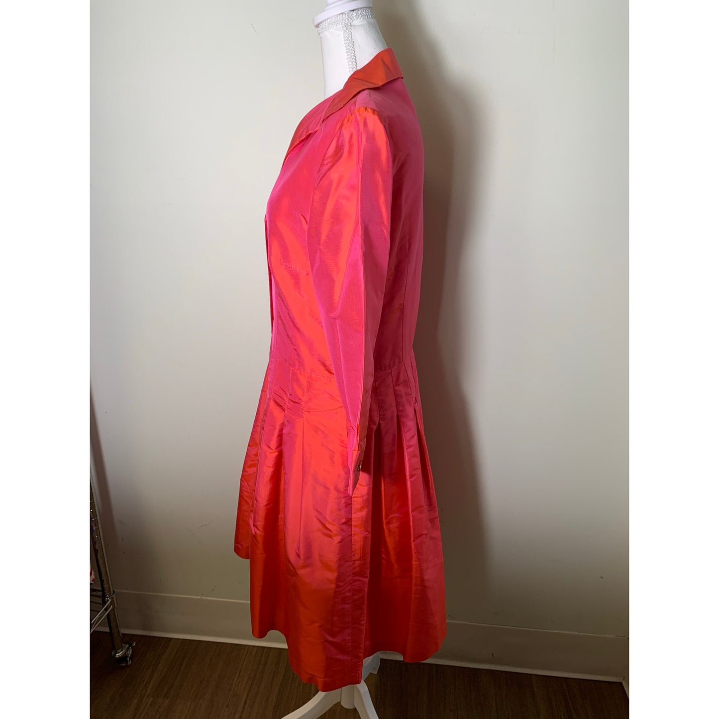 Marisa Baratelli Pink Long Sleeve Silk Cocktail Dress Sz 10