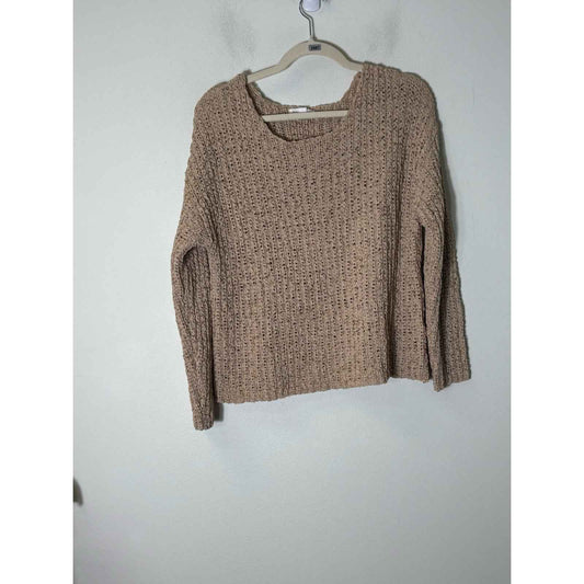 Blue Pepper Tan Mesh Knit Long SleeveTop Sz M
