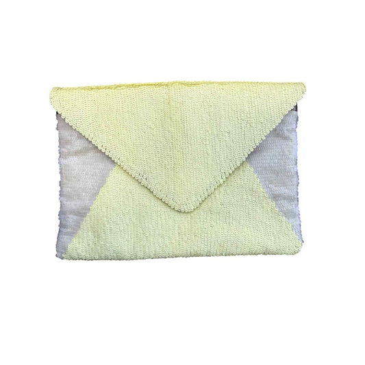 Hoss Intropia Yellow Sequin Foldover Clutch 13"x9"