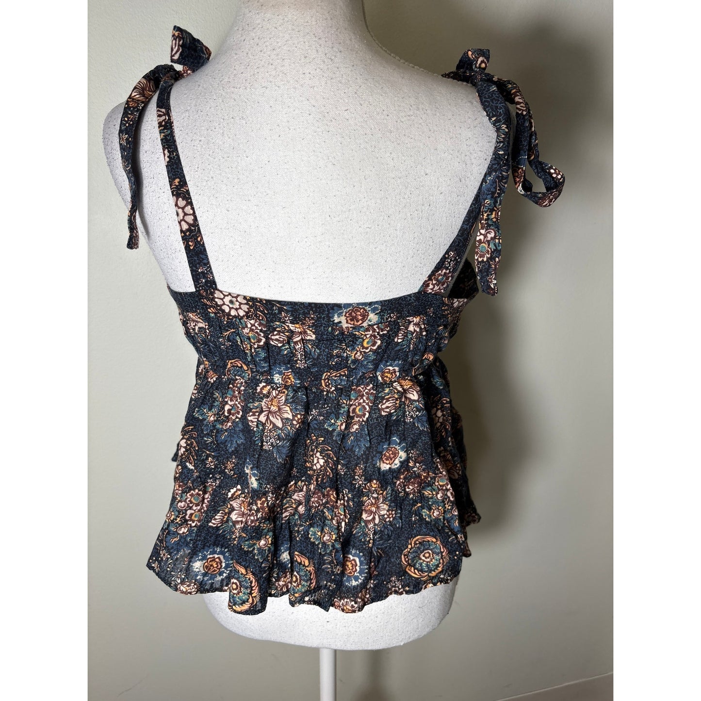 Ulla Johnson Dark Blue Cotton Shoulder Tie Top Sz 4