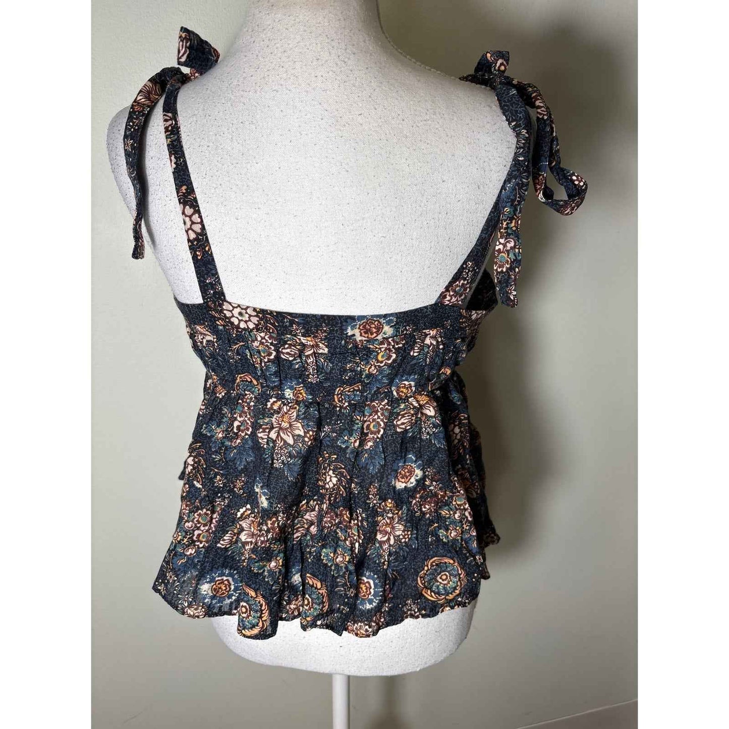 Ulla Johnson Dark Blue Cotton Shoulder Tie Top Sz 4